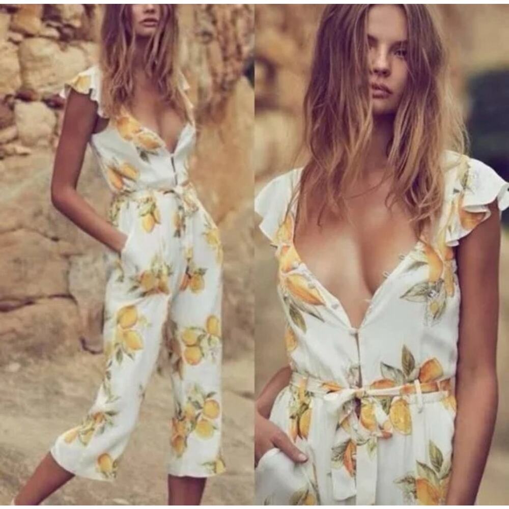 For Love & Lemons Limonada Jumpsuit White Size‎ Medium